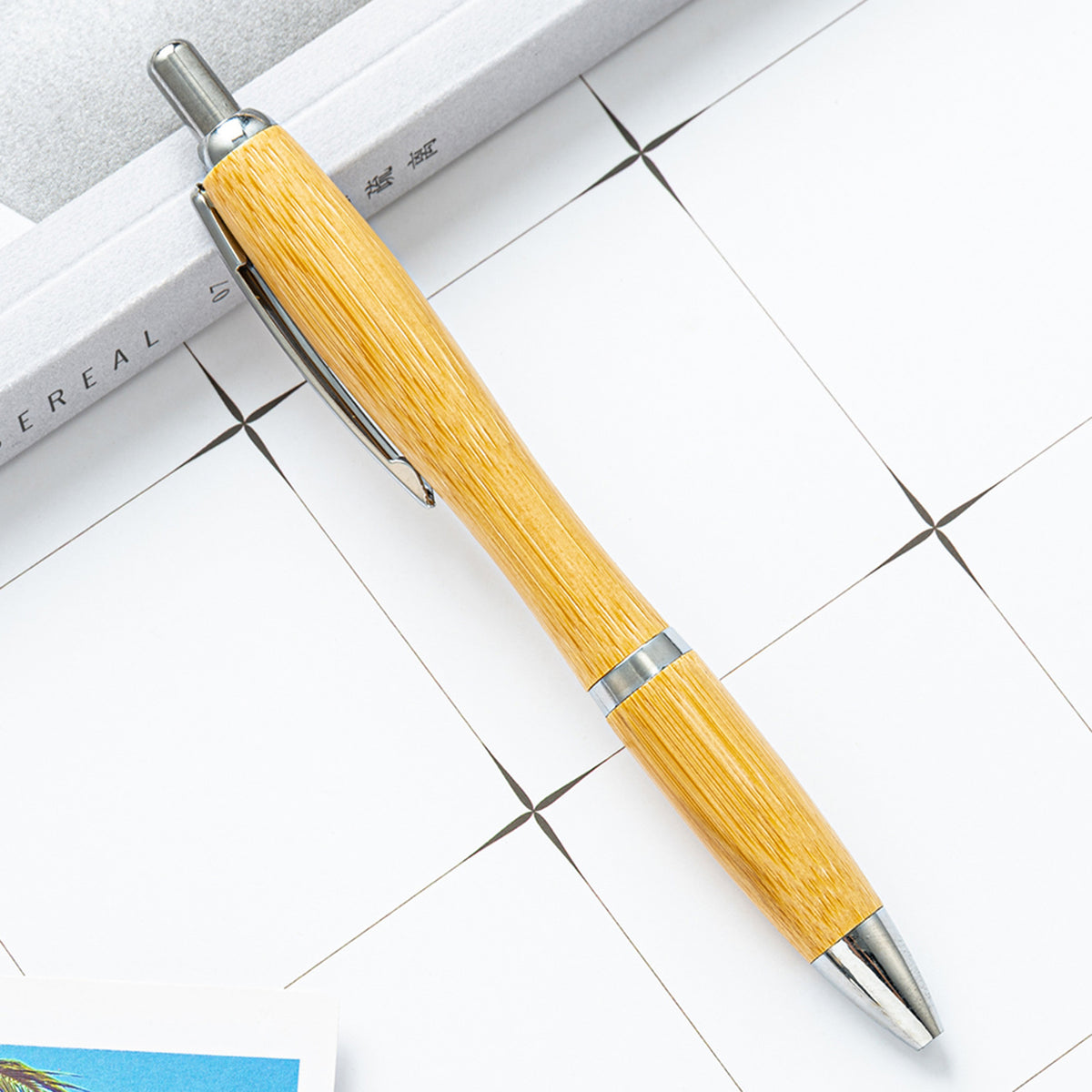Bamboo Retractable Ball Pens for School Office, Medium Point (1.0mm)