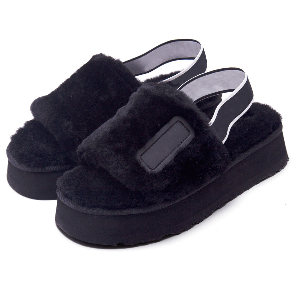 Elastic Band Open Toe Short Sunday Angora Yarns Cotton Winter Slipper