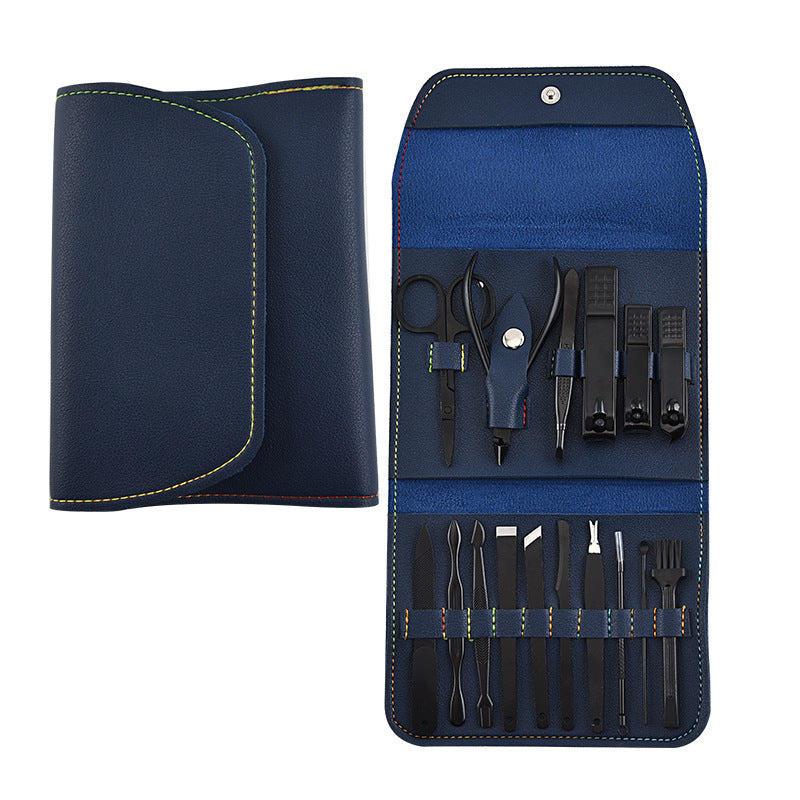 16 Pieces Portable Leather Manicure Kit