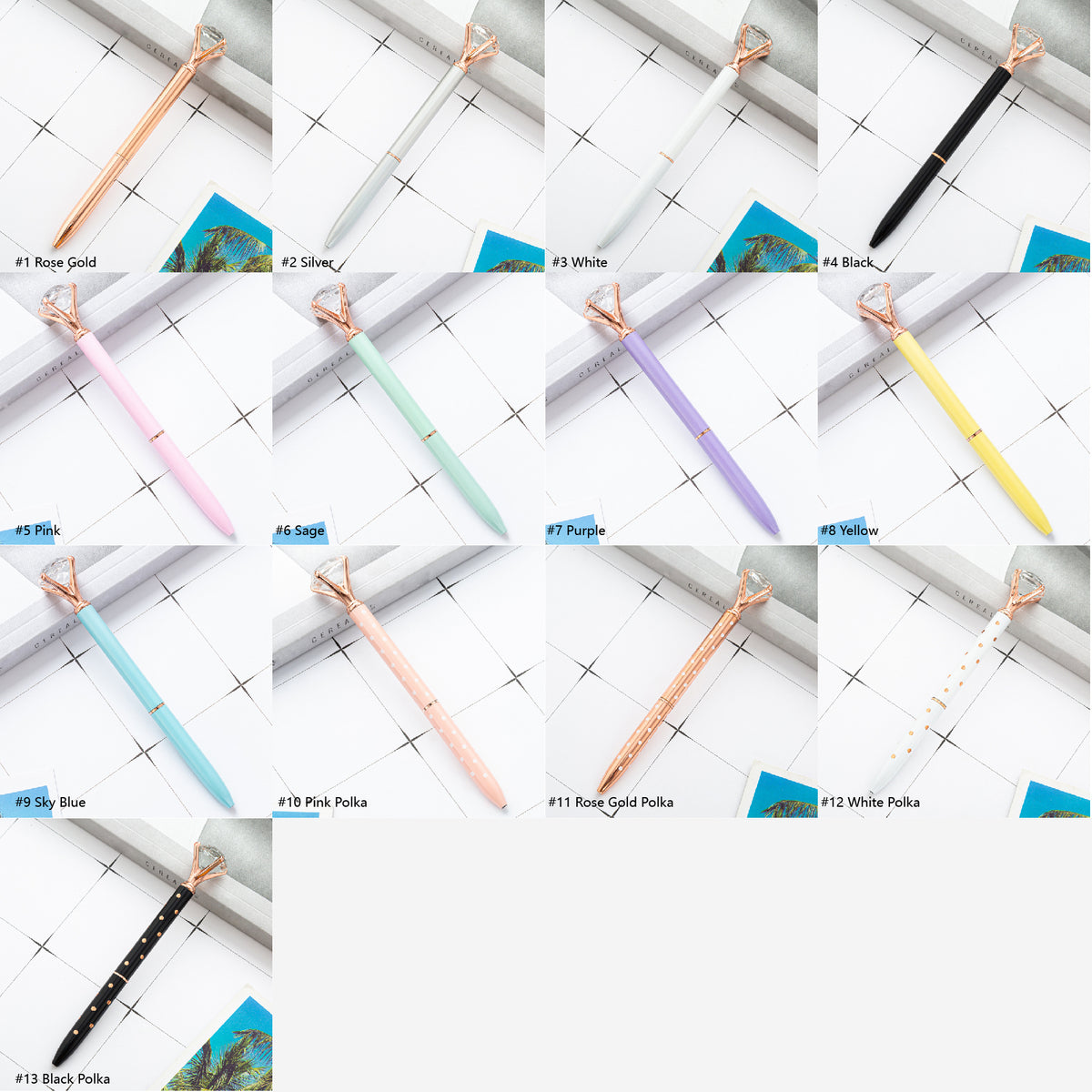 Diamond Pen Metal Bling Pen Rose Gold Pen Barrel Diamond Top Ballpoint Pen