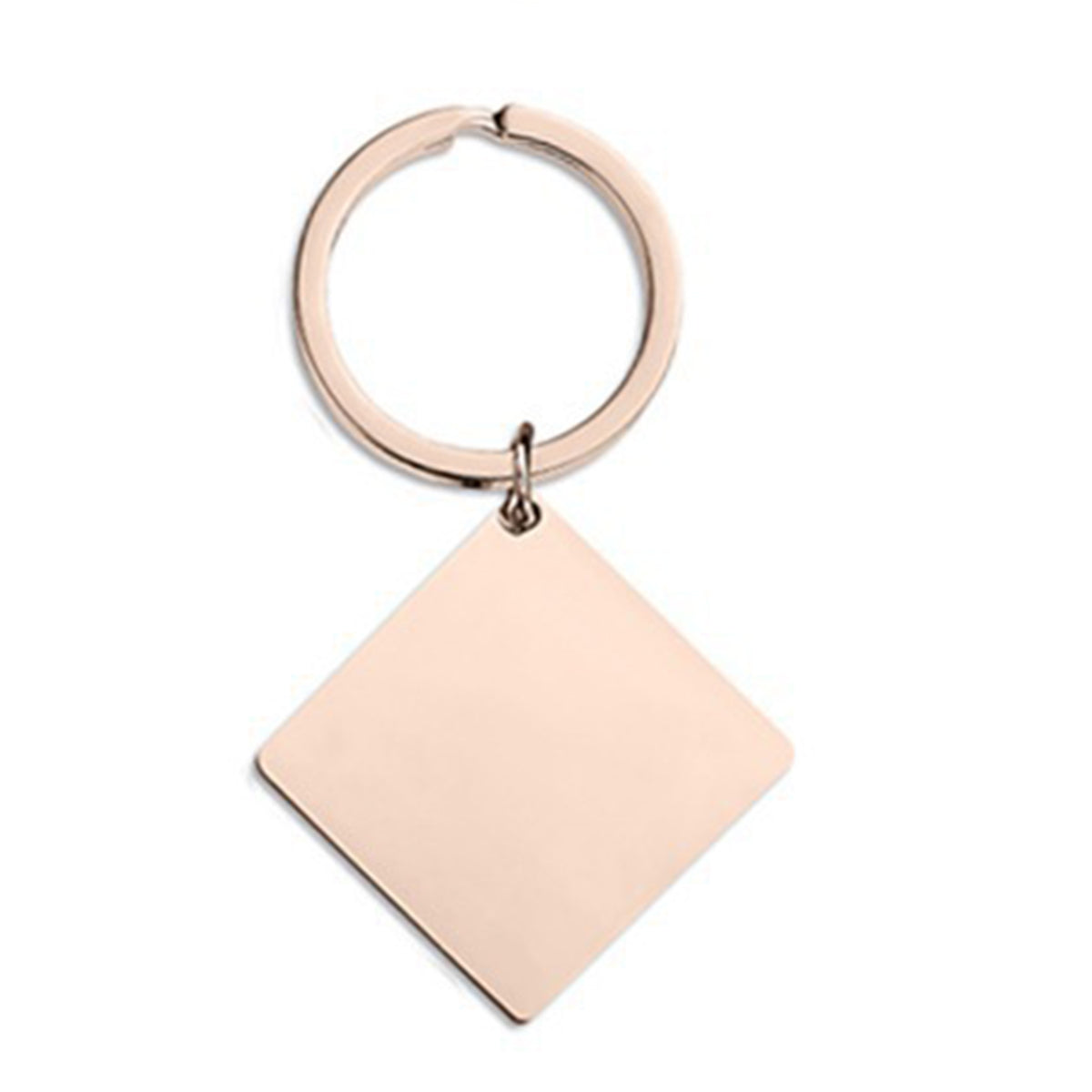30 x 30 x 2 mm Rose Gold Square Tag Keychain