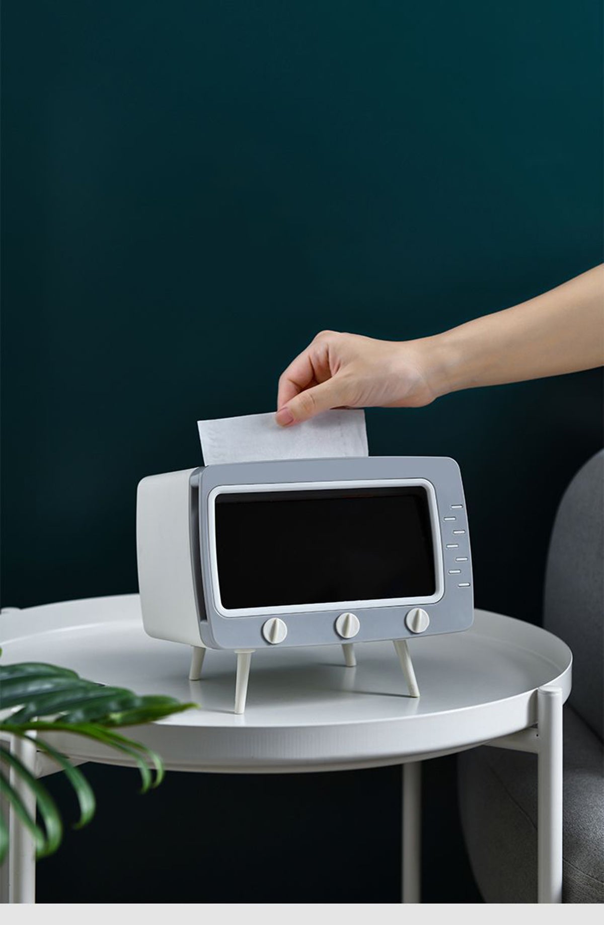 TV Shaped Tissue Box Dispenser Storage Tissue Holder with Phone Holder
