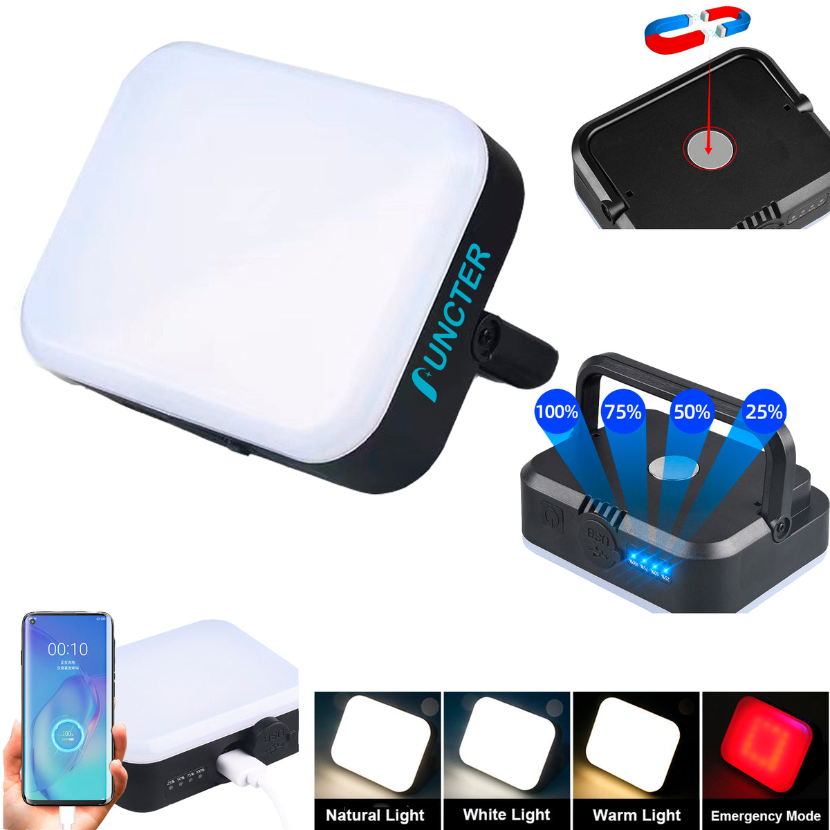 Portable LED Camping Lantern Power Bank Rechargeable 4000mAh
