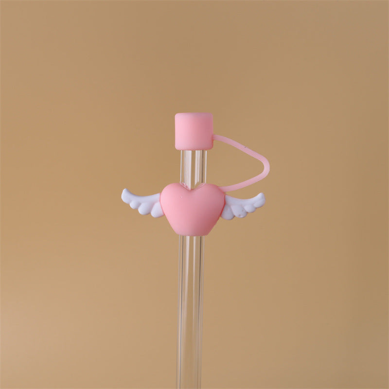 Heart Shaped Silicone Straw Covers Cap