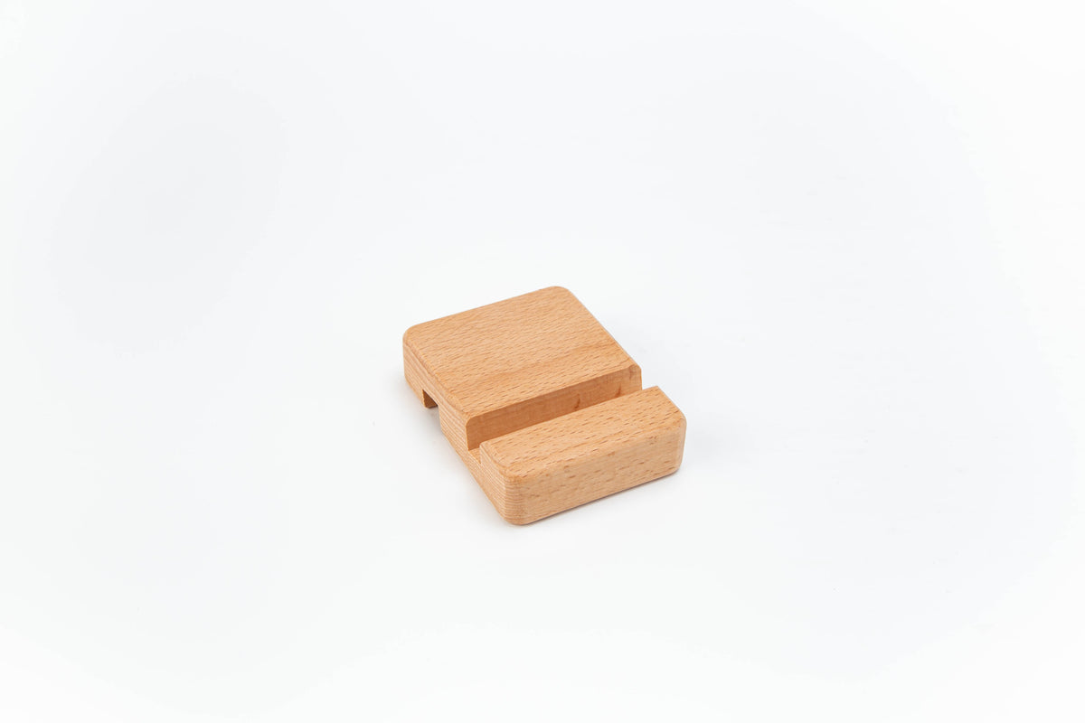 #862 Beech Wood Cuboid Shape Double Side Using Phone Stand