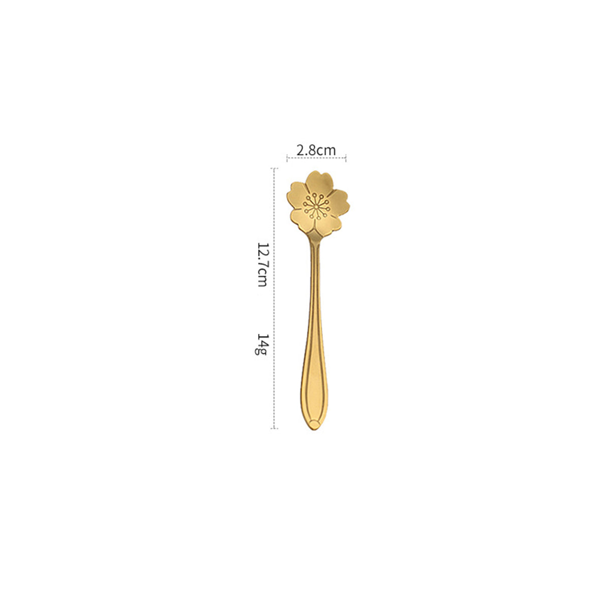 5.00" Gold Sakura Shape Stainless Steel Coffee Spoon