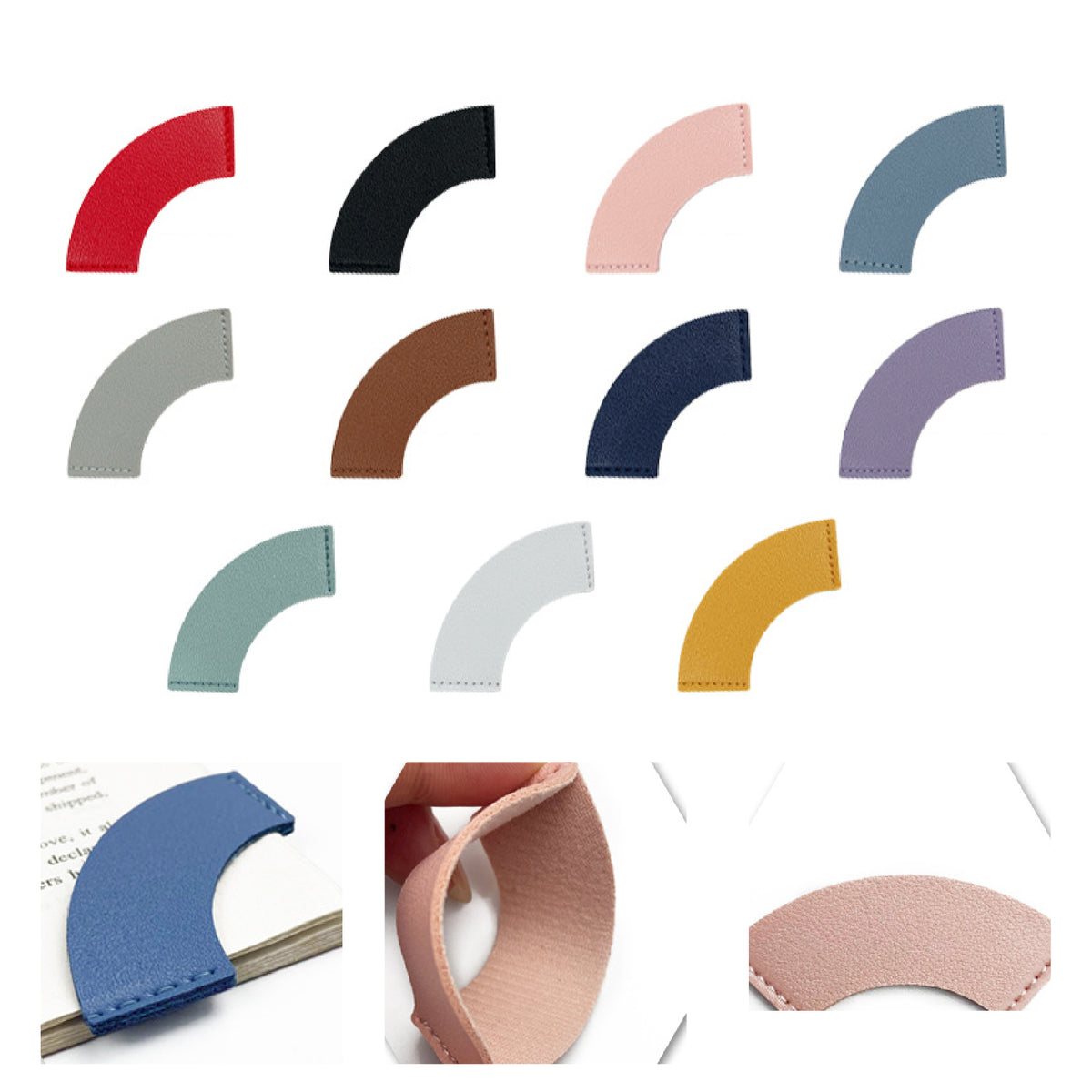 Fan Shaped Bookmark PU Leather Page Corner