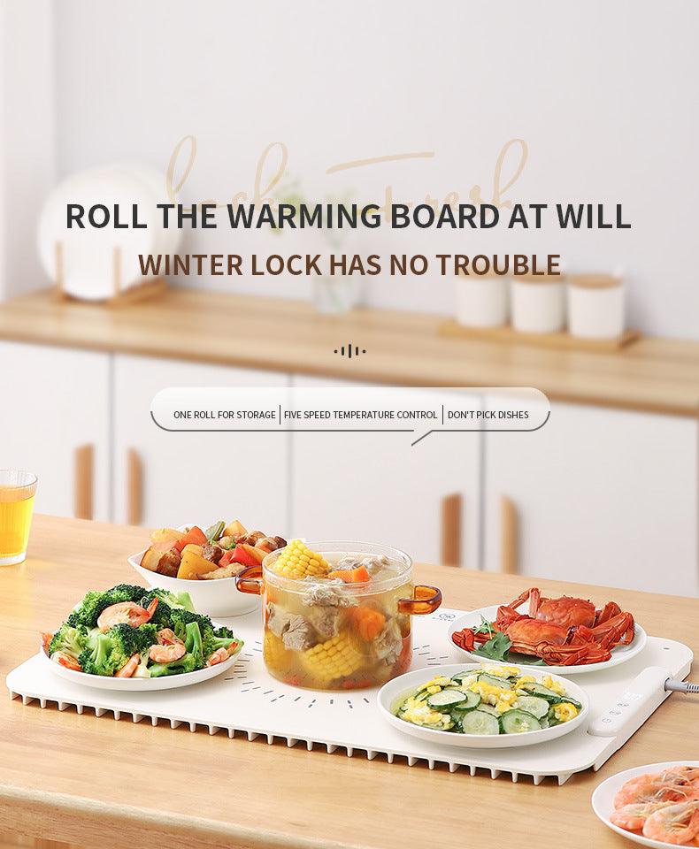 Heavy-duty Rollable Silicone Food Warming Mat, Electric Warming Tray for Buffets & Parties