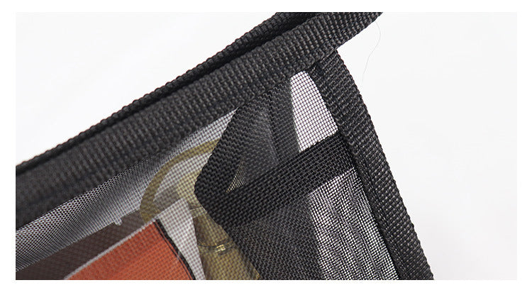 Waterproof Translucent Toiletry Pouch Bag Zipper Mesh Makeup Bag(Medium)