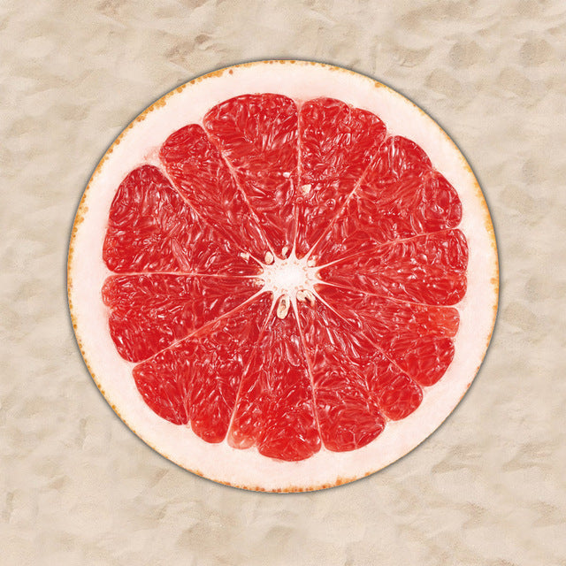 63 x 63" Custom Shape Towel Red Pomelo Shaped Soft Microfiber Beach Towels - Two Side Printing