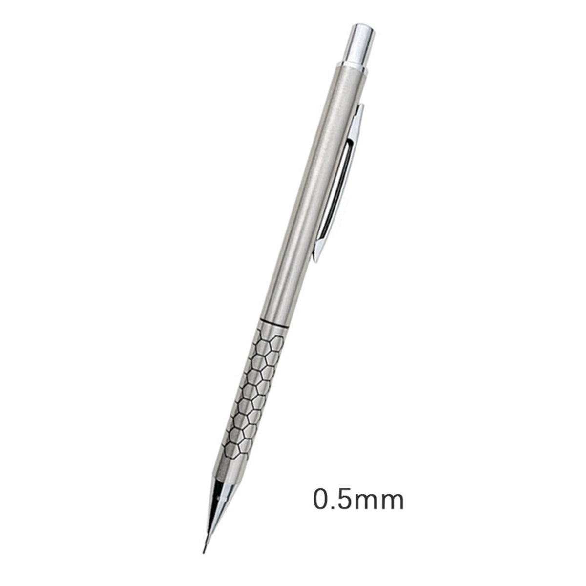 Stainless Steel Net Pattern Surface Mechanical Pencil 0.5 mm Pencil Lead
