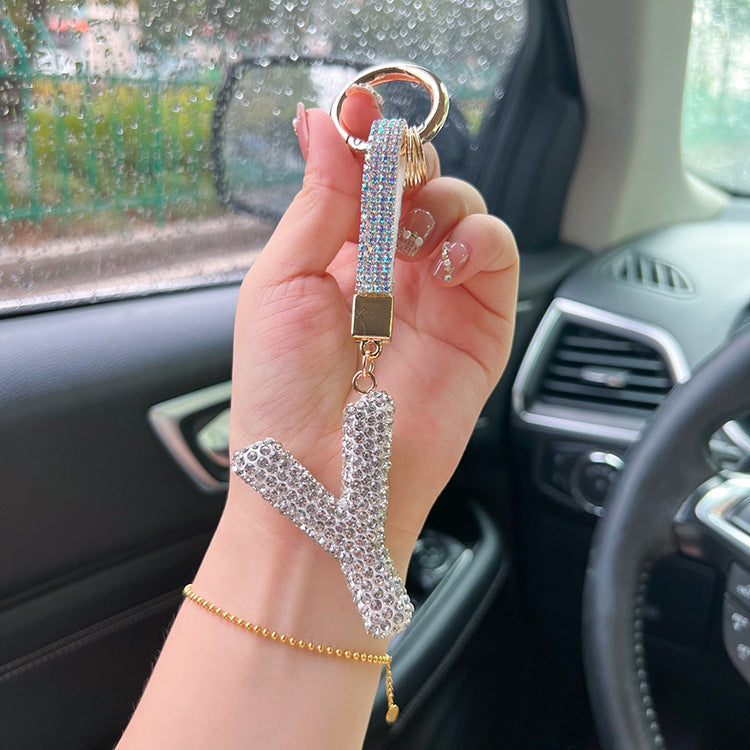Crystal Surface Letter Y Keychain Initial Keychain