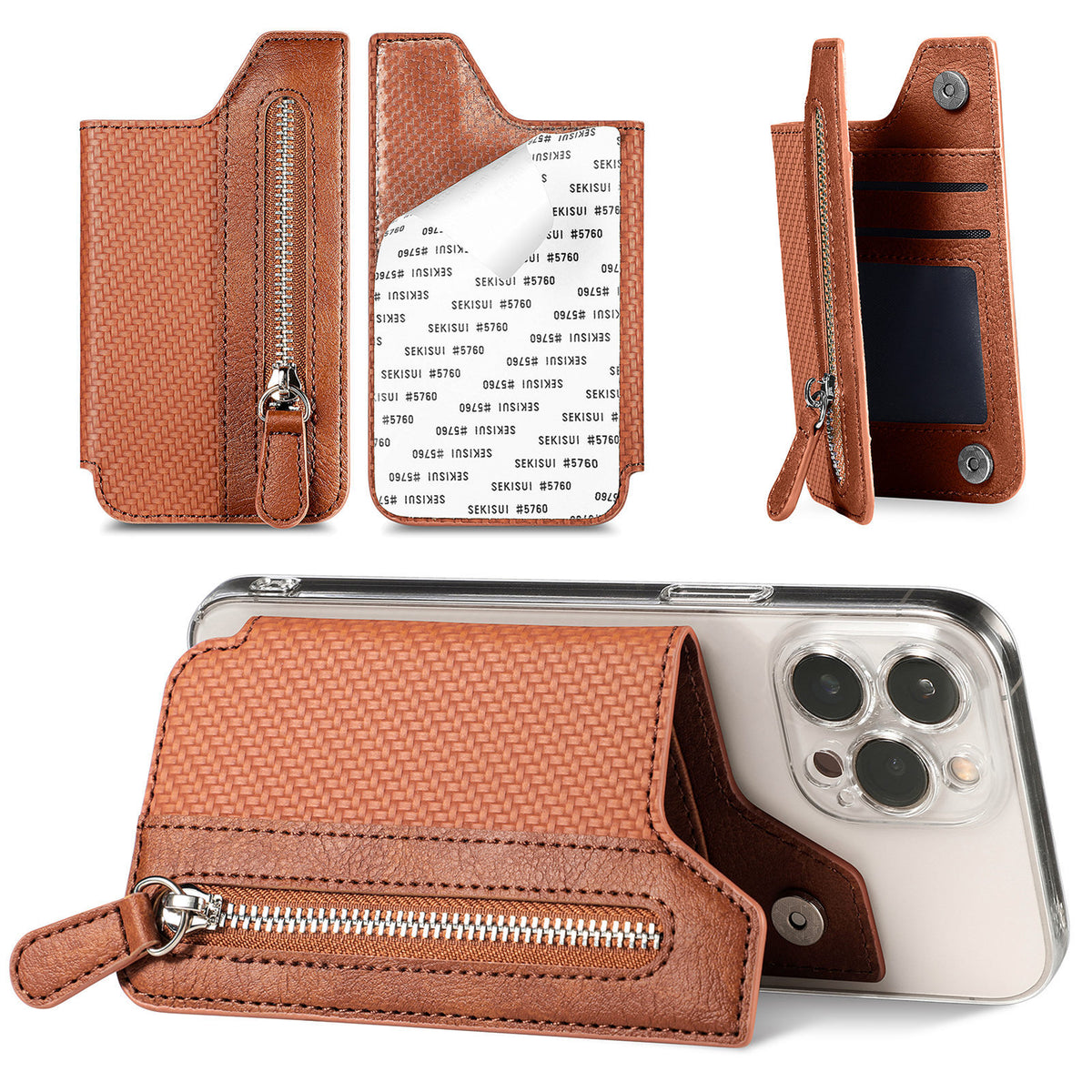 Stick-on Phone Wallet, Slim Expandable Credit Card Pocket