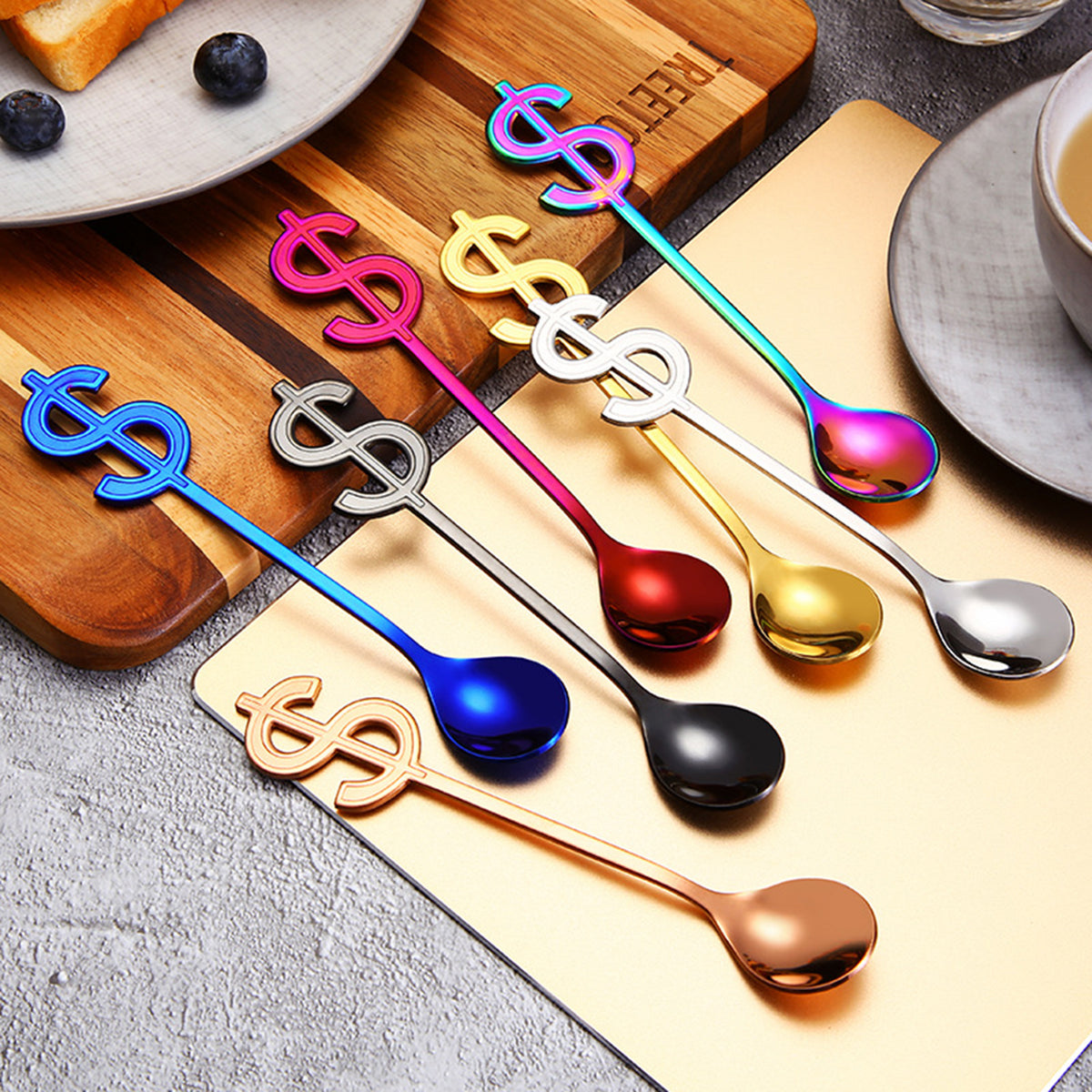 Dollar Shaped Spoon Stainless Steel Coffee Teaspoon ( Rose Gold )