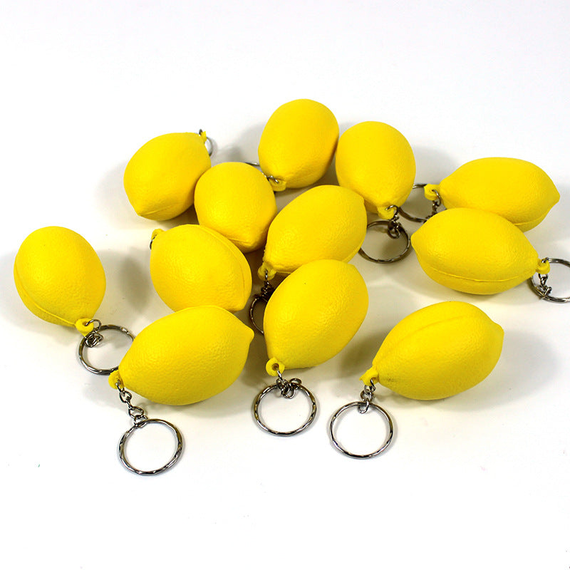 Simulated Lemon Stress Reliever Ball Keychain