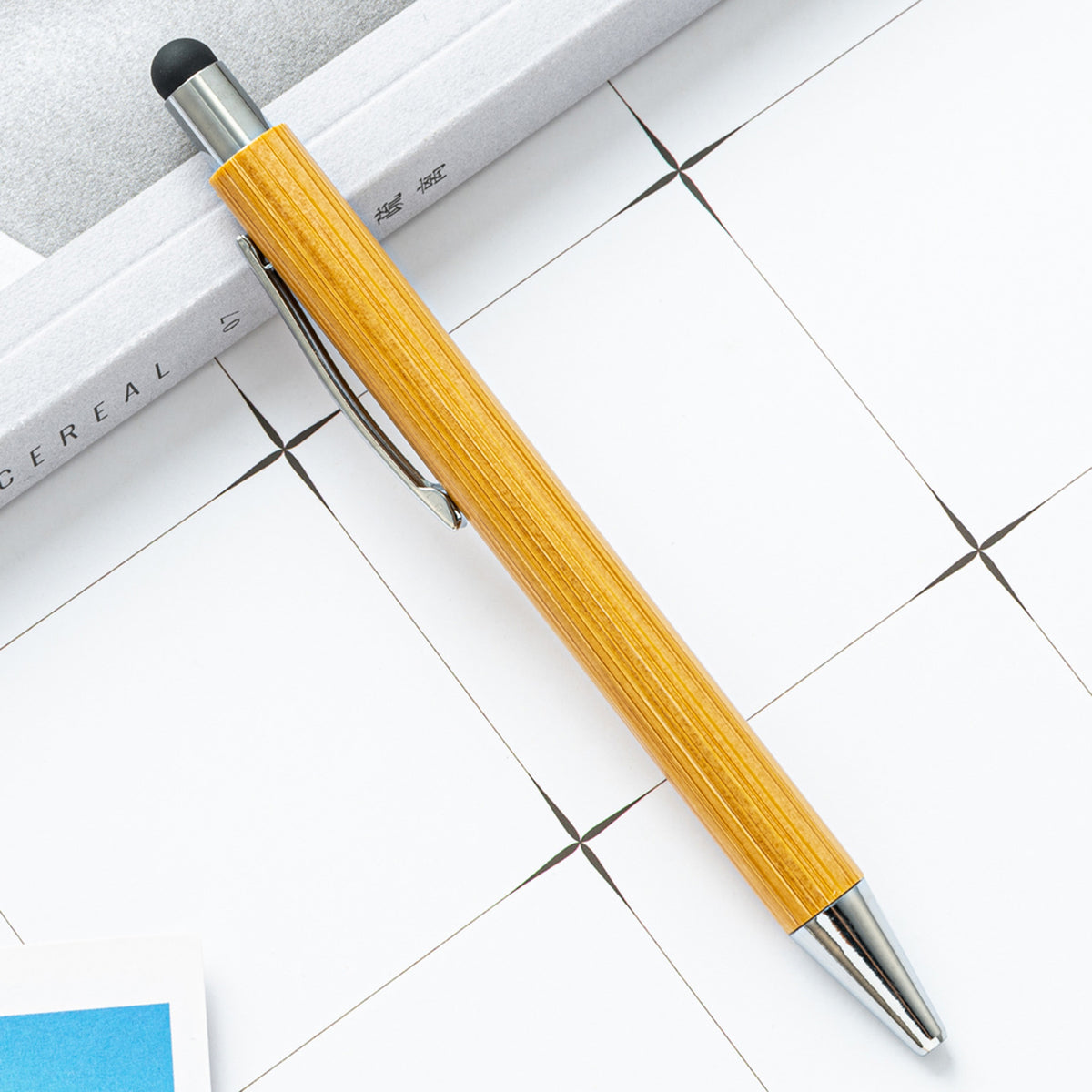 Bamboo Pens with Touch Stylus Tip Wooden Engraving Ballpoint Pen