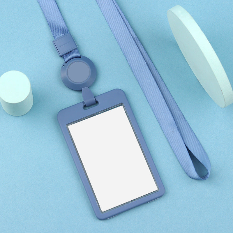 Plastic Vertical Badge Holder With Retractable Lanyard