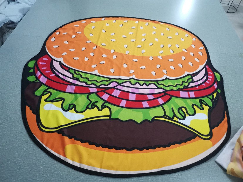 63 x 63" Hamburger Shape Custom Shape Towel Soft Microfiber Beach Towels - One Side Printing