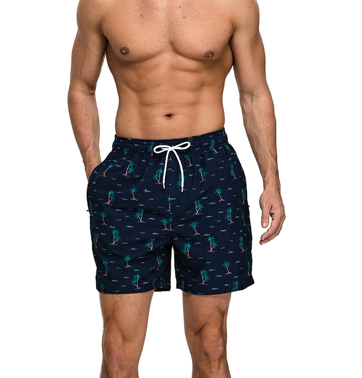 Mens Swim Trunks Beach Shorts Quick Dry with Zipper Pockets