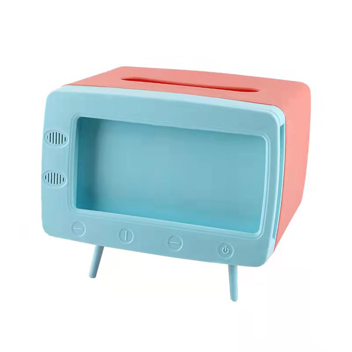 TV Shape Tissue Holder Phone Holder Stand Facial Tissue Box Cover for Home Office Kitchen Desktop