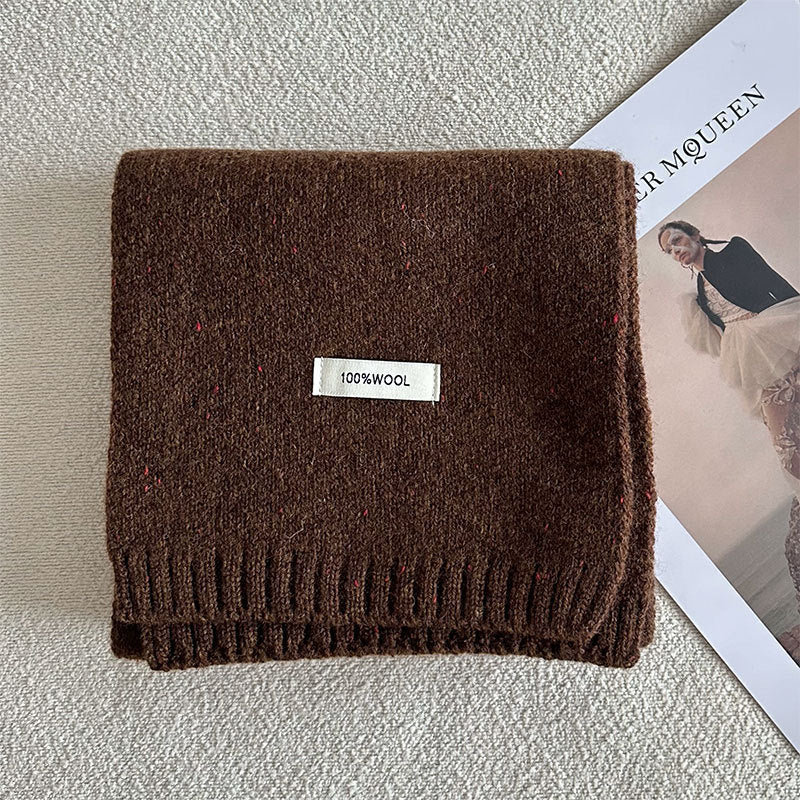 63'' 100% Lamb Wool Plain Scarf Solid Color Wool Scarf Knitted Scarf for Men and Women