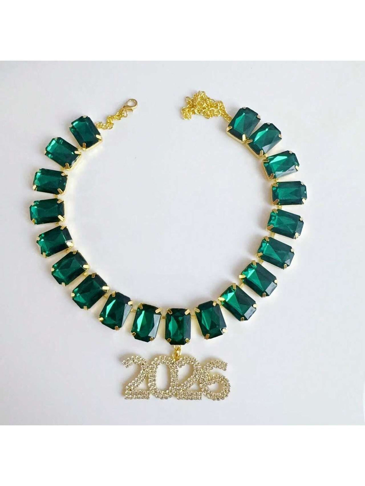 Cuban Chain Necklace New Year Rhinestone Necklace With "2026" Pendant