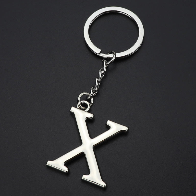 Silver Letter X Keychain Initial Keychain