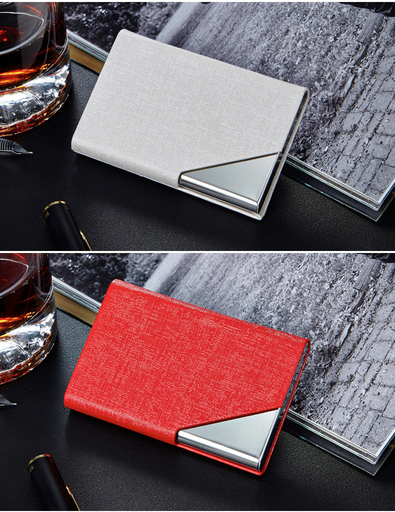 Business Card Cases PU Leather Name Card Holders Stainless Steel Multi Card Holders for Men Women