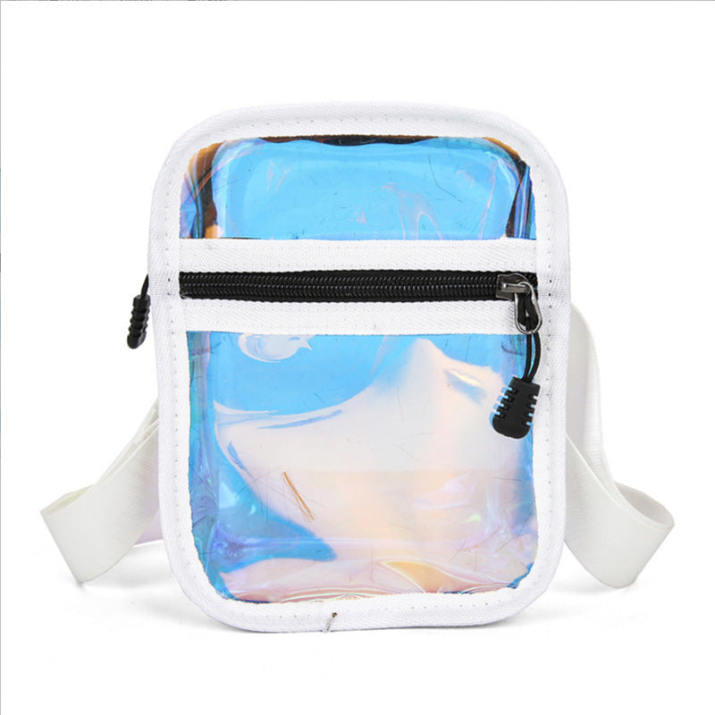 Iridescent PVC Shoulder Bag Clear Bag Crossbody Bag W/Strap Stadium Approved Bag