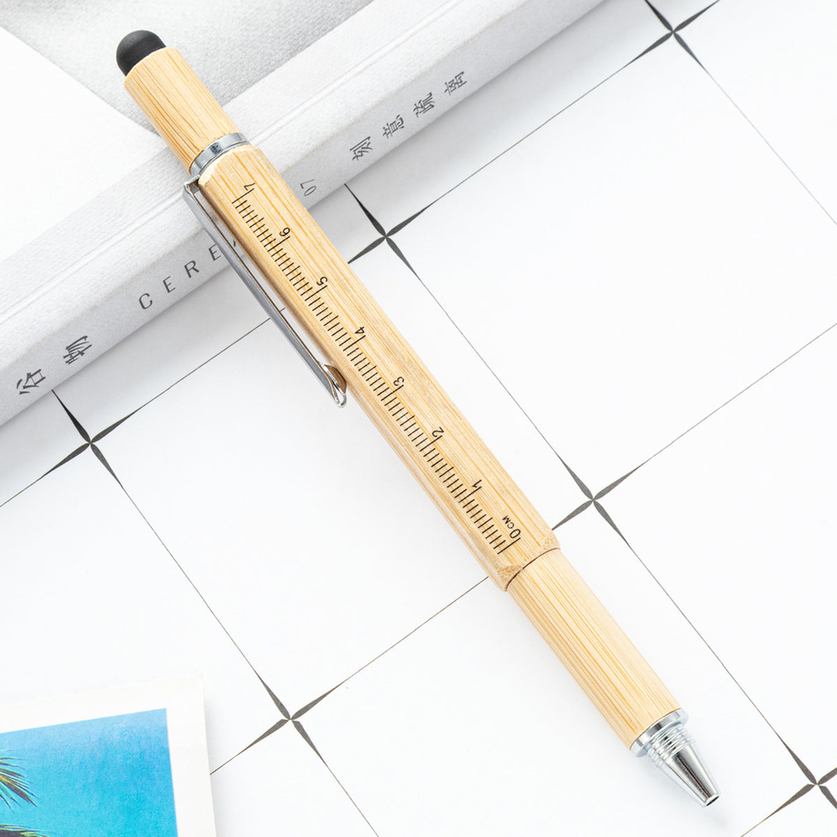 Multifunction Tool Pen, 6" 1 Tool with Ballpoint Pen, Touch Screen Stylus, Ruler, Spirit Level
