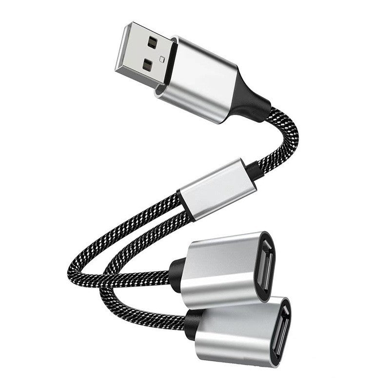 1" 2 Out USB Splitter Cable Dual USB Ports Hub w/0.5 m Extension Cable