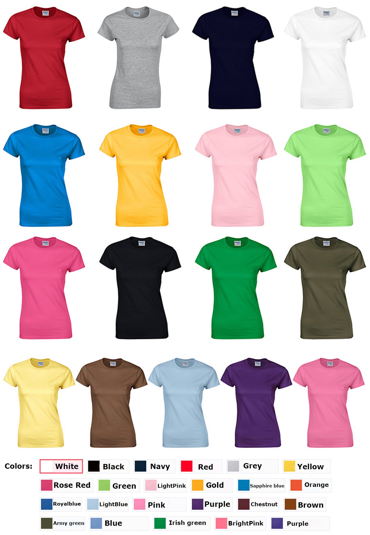 Women's 6.35 oz. Slim-Fit Short-Sleeve Crewneck Cotton T-Shirt