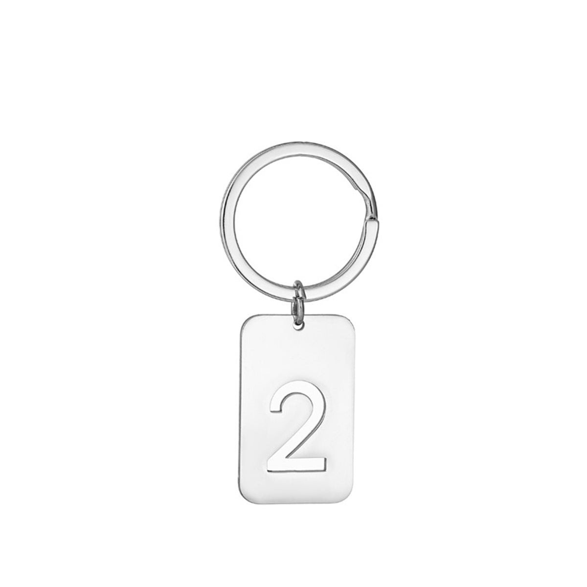 Number 2 Rectangular Tag Keychain 32 x 20 mm