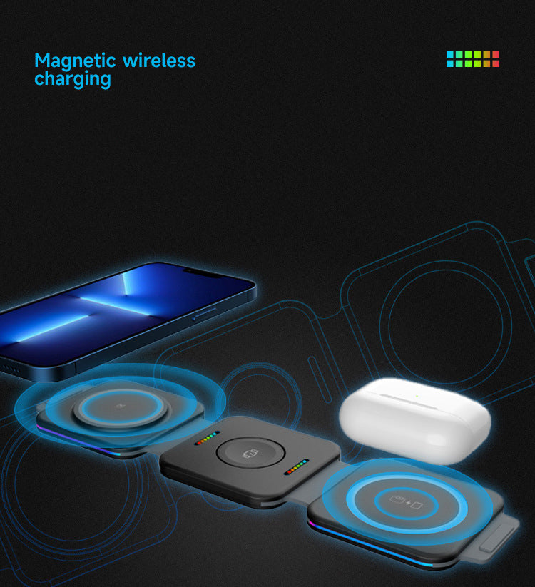 3" 1 Foldable Wireless Charger Station Magnetic Wireless Charger