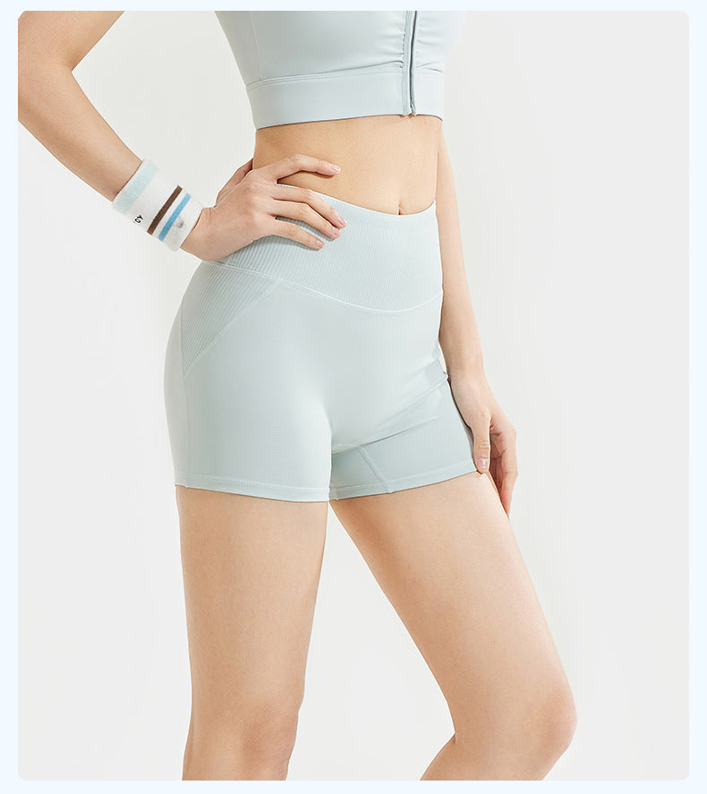 Women's Striped High-Waist Yoga Shorts