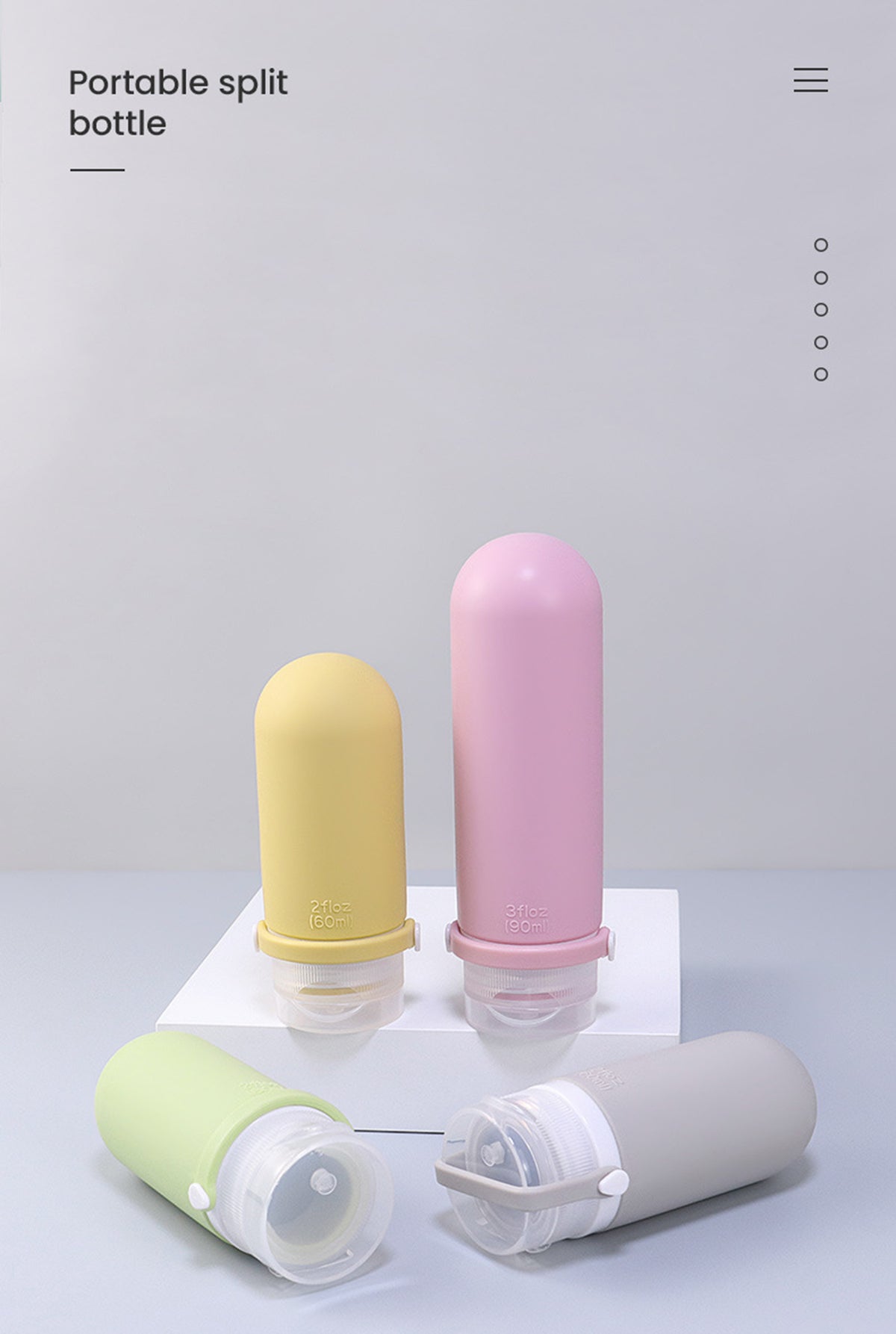 3OZ Silicone Travel Bottles Set For Toiletries ( 3pcs Set )