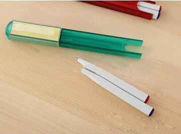 2-in-1 Promotional Plastic Ball-point Pen Case w/Memo-pad