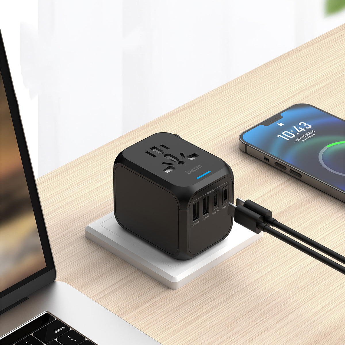 International Travel Adapters W/2 USB Ports & 2 Type C Ports 100V-250V (EU UK USA AU Plug)