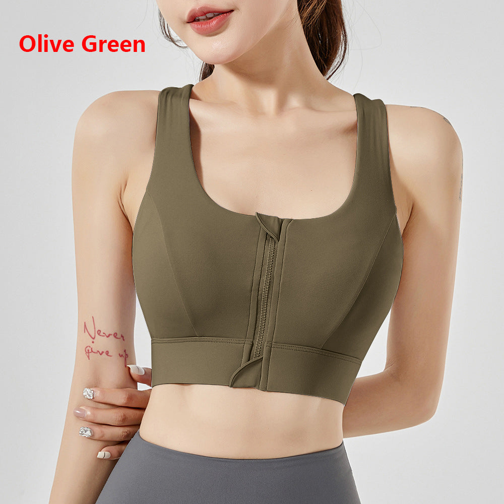 Women's Yoga Sports Bra Zipper Bra Pilates Clothing Strappy Bralette Bra Running Vest Athletic Shirt