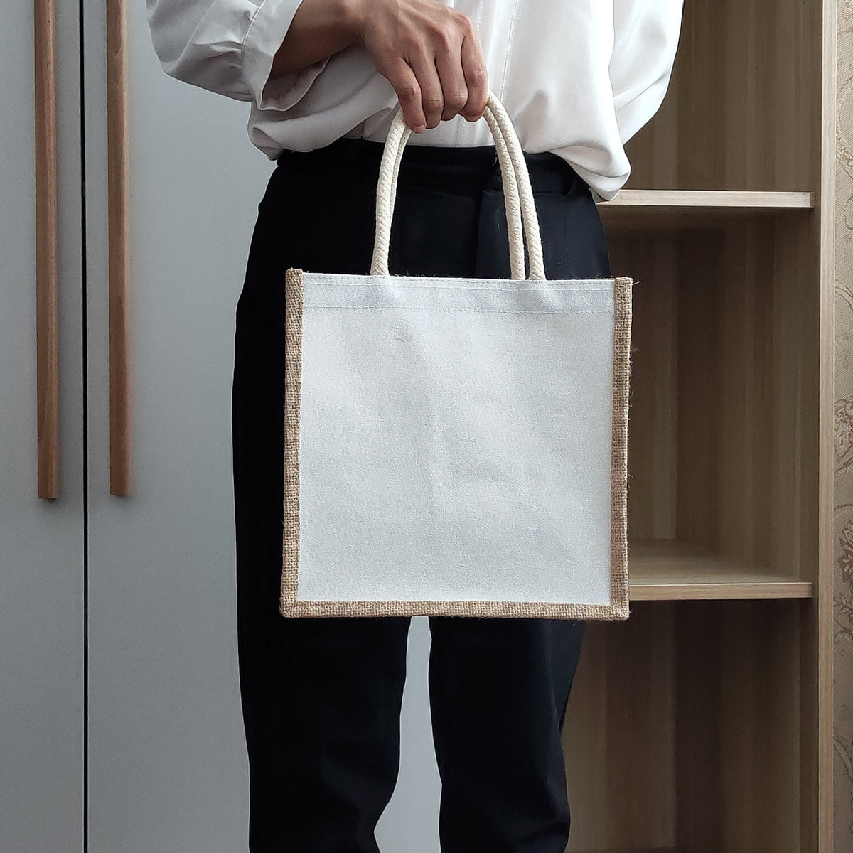 2" 1 Canvas and Burlap Tote Bag