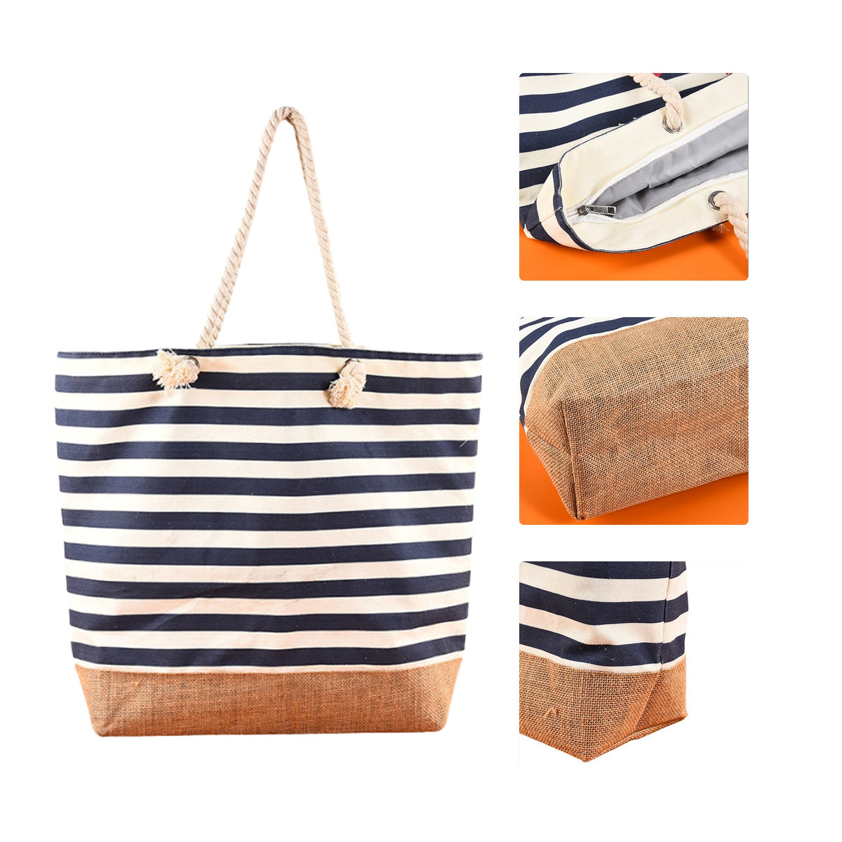 Striped Canvas Tote Bag