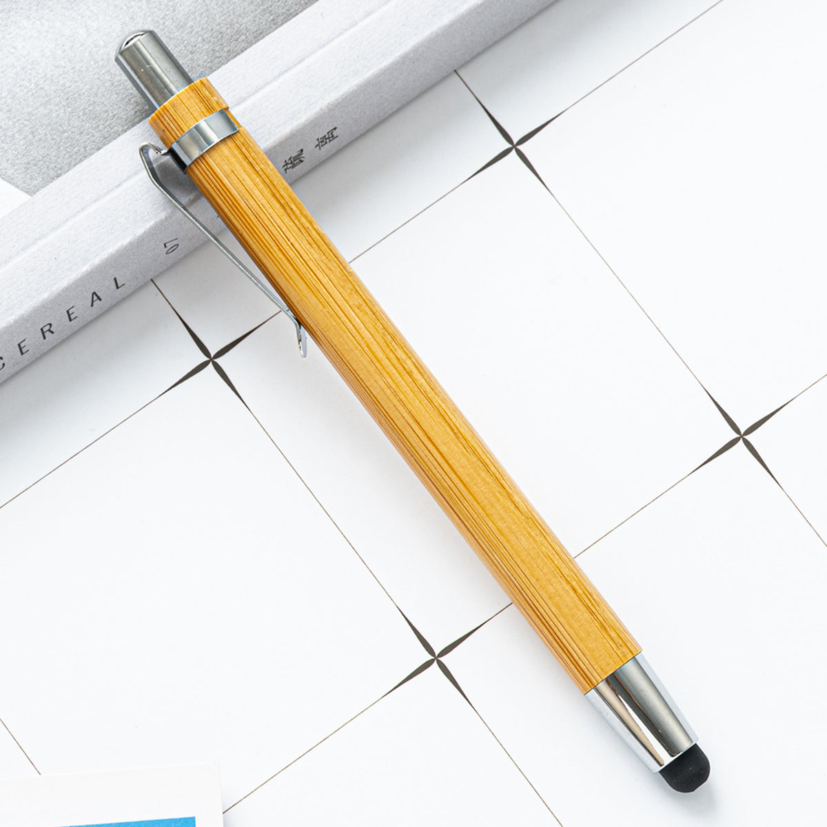 Bamboo Pens 2-in-1 Stylus Tip Wooden Bamboo Pens Engraving Wooden Ballpoint Pen Customizable