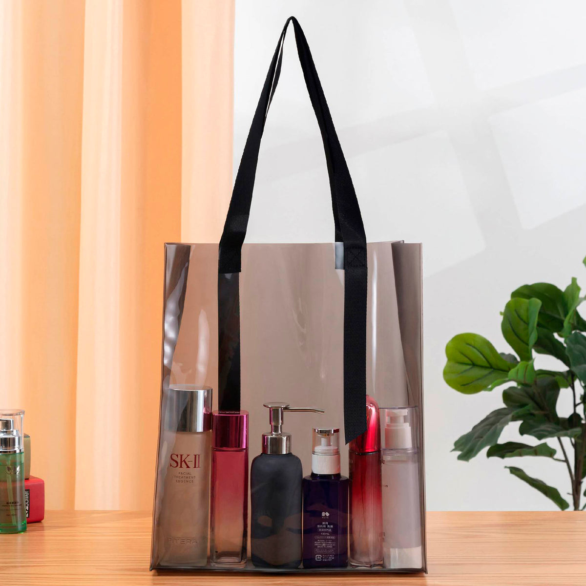 9.58 X 11.82" Clear & Frosted PVC Tote Bag for Shopping
