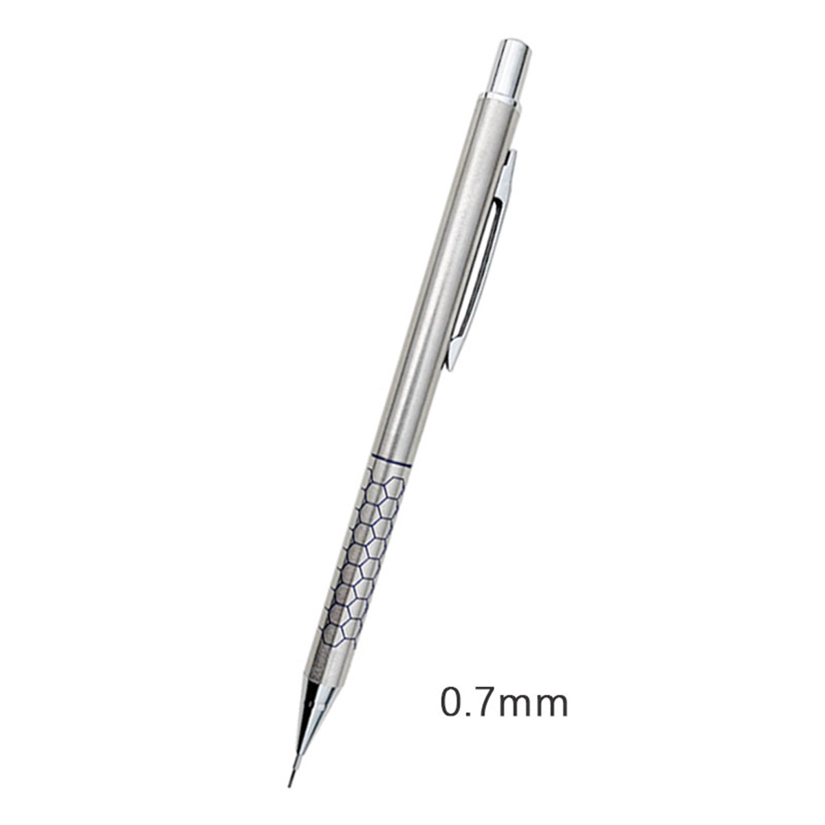 Stainless Steel Net Pattern Surface Mechanical Pencil 0.7 mm Pencil Lead