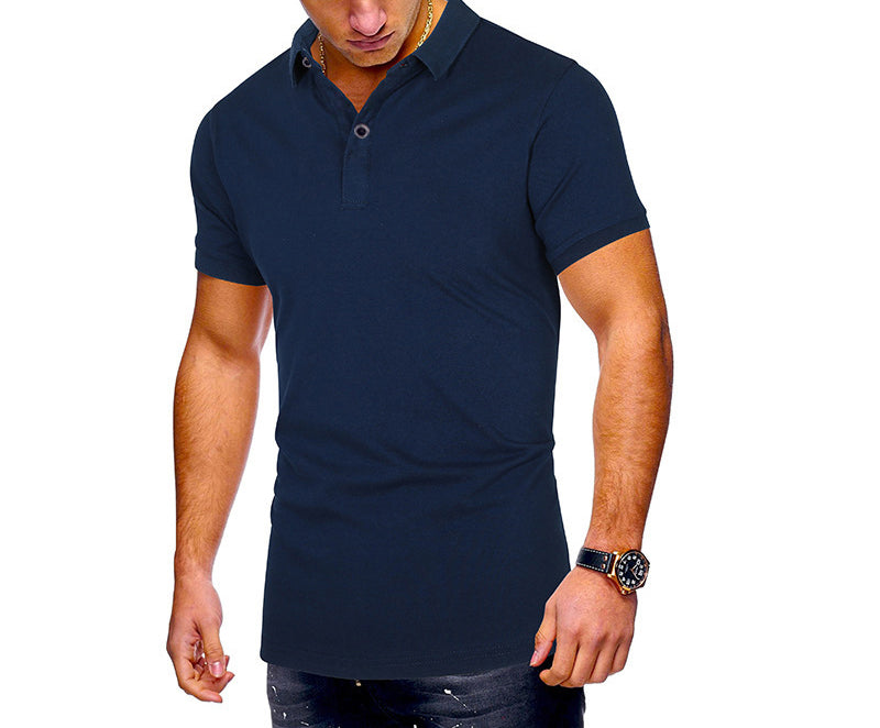 Men's Regular-fit Short-Sleeve Polyester Lapel Polo Shirt