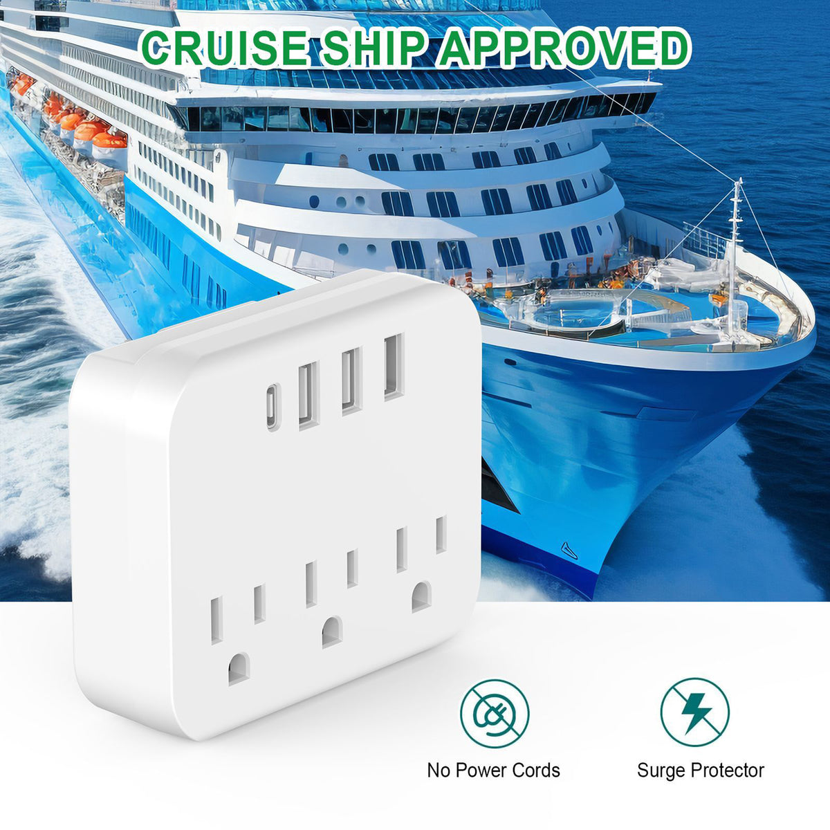 Multi 7" 1 USB Wall Outlet Extender