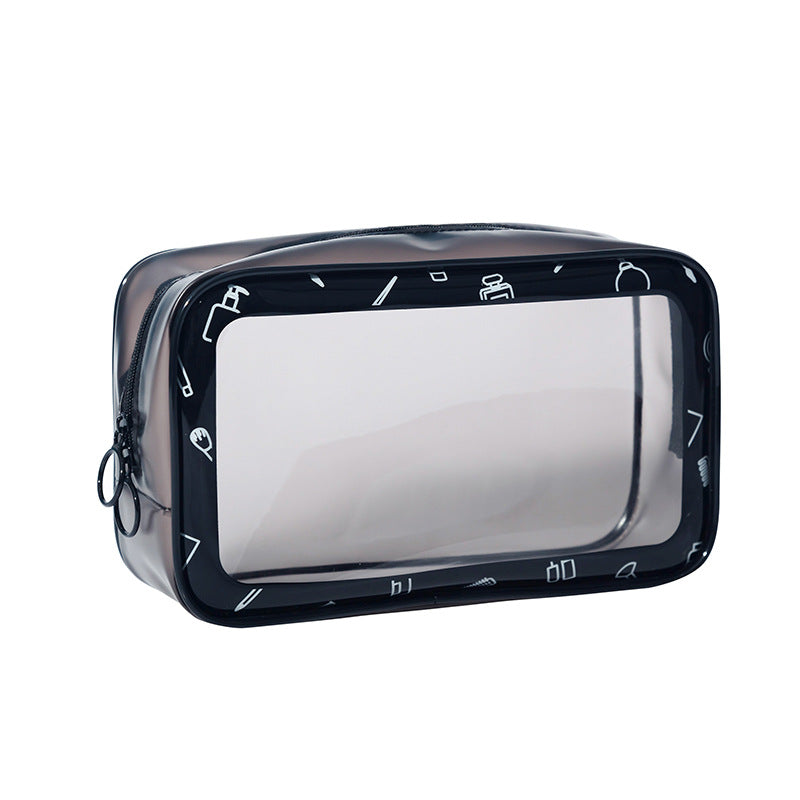 PVC Double Zippered Toiletry Bag Makeup Bag Handle Bag