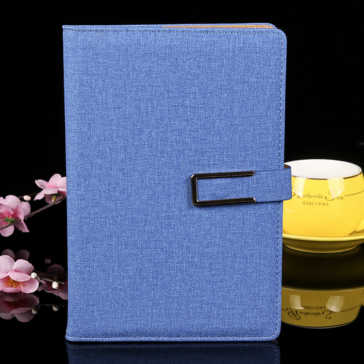Cloth Grain PU Leather/A5 Notepad W/A Pen Hold & Card Holder