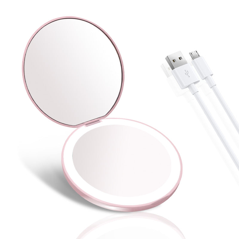 Round 2 Sides Rechargeable LED Travel Makeup Mirror Portable Lighted Beauty Makeup Mirror