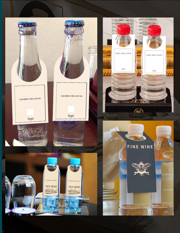 Custom Paper Hotel Mineral Water Bottle Hang Tags